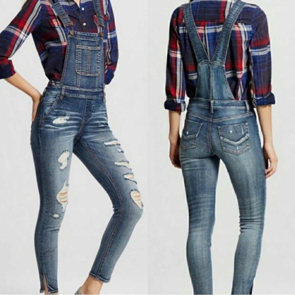 Dollhouse distressed skinny overalls
